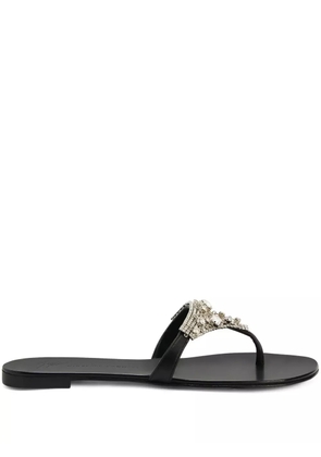 Giuseppe Zanotti Clarett crystal-embellished flat sandals - Black