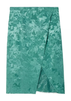 Zadig&Voltaire Julen horse-jacquard lace-insert midi skirt - Green