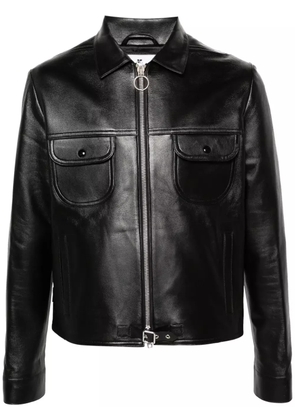 Courrèges leather trucker jacket - Black