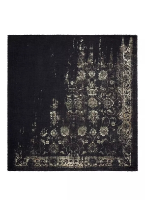 Faliero Sarti rug-pattern fringed scarf - Black