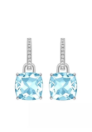 Kiki McDonough 18kt white gold Kiki Classics topaz and diamond detachable hoop earrings - Silver