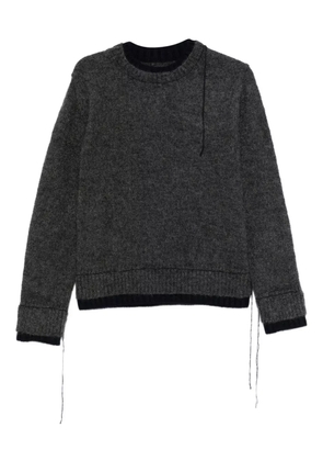 sacai double-layered frayed-edge sweater - Grey