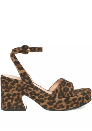 Gianvito Rossi Alma leopard-print platform sandals - Brown