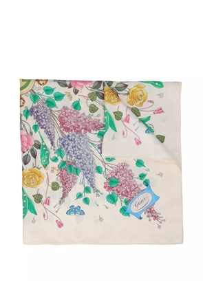 Gucci Pre-Owned floral-pattern silk scarf - White