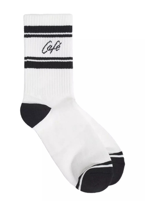 CAFÉ KITSUNÉ striped ribed socks - White