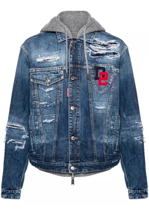 DSQUARED2 layered-hood denim jacket - Blue