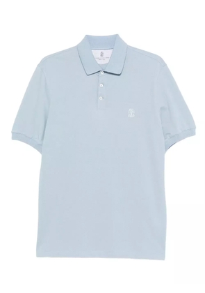 Brunello Cucinelli embroidered cotton polo shirt - Blue