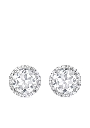Kiki McDonough 18kt white gold Grace diamond and topaz stud earrings - Silver