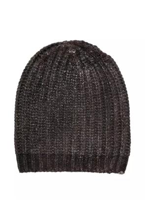 Avant Toi glitter-detail ribbed-knit beanie - Brown