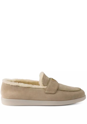 Prada suede shearling loafers - Neutrals