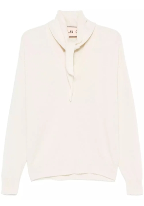 Plan C shawl-embellished sweater - Neutrals