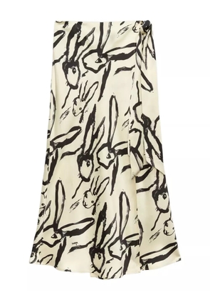 MSGM rabbit-print wrap skirt - Neutrals