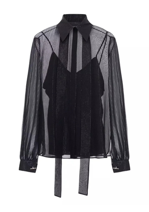 Max Mara striped silk chiffon shirt - Black
