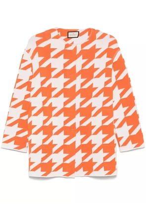 Bruno Manetti houndstooth-pattern cardigan - Orange