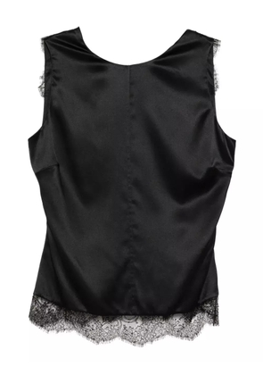 TOM FORD lace-trimmed satin top - Black