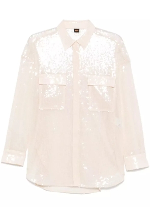 BOSS sequinned point collar shirt - Neutrals