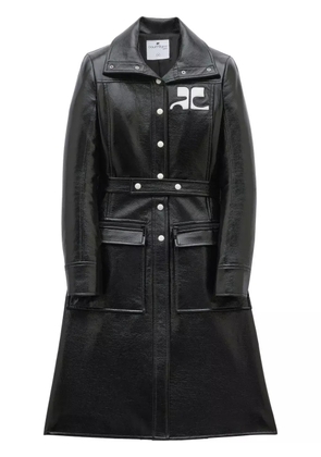 Courrèges logo-patch trench coat - Black
