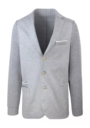 Eleventy knitted-sleeve elbow-patch blazer - Grey