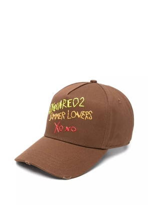 DSQUARED2 logo-embroidered cap - Brown