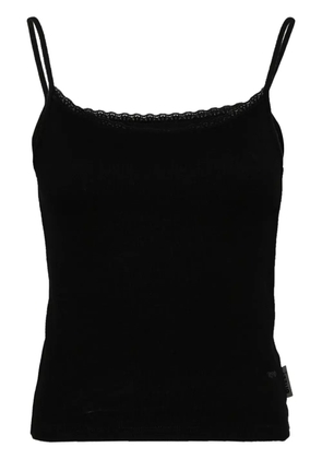 izzue ribbed-knit lace-trim top - Black