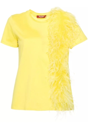 Max Mara feather-detailing cotton T-shirt - Yellow