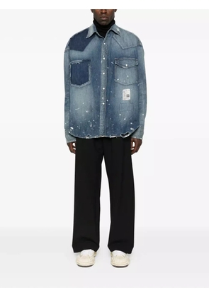 Maison MIHARA YASUHIRO paint-splatter patchwork denim shirt - Blue