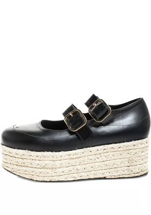 Marni Pre-Owned double-buckle platform espadrille - Black