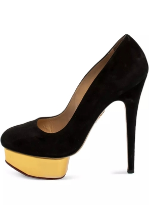 Charlotte Olympia pre-owned 145mm suede platform pumps - Black