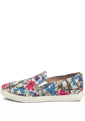 Miu Miu Pre-Owned floral-print slip-on sneakers - Blue