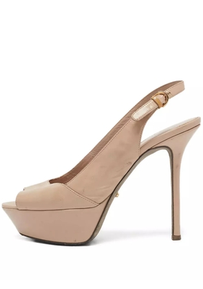 Sergio Rossi Vintage 120mm Godiva peep-toe slingback platform pumps - Neutrals