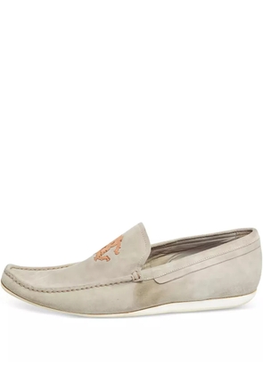Roberto Cavalli Vintage logo-embroidered suede loafers - Neutrals