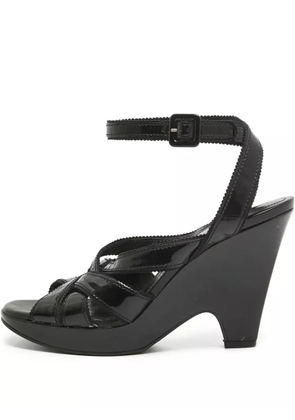 Tod's Vintage 105mm patent-leather wedge sandals - Black