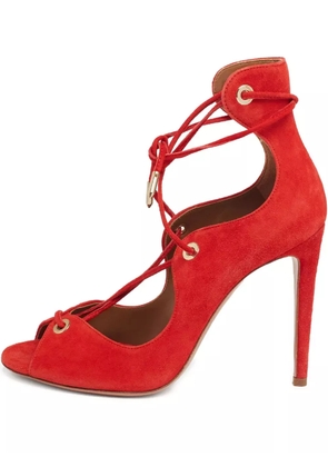 Aquazzura pre-owned 100mm Tango laced sandals - Red