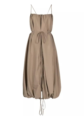 Goen.J zip-embellished ballon taffeta dress - Brown