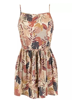 Amir Slama palm leaf print playsuit - Neutrals