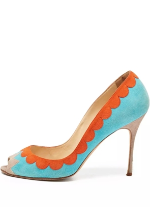 Manolo Blahnik 105mm scalloped peep-toe pumps - Blue