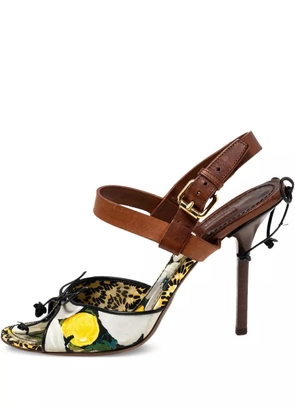 Louis Vuitton Pre-Owned 105mm lemon-print ankle-strap sandals - Brown