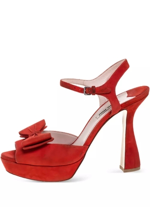 Miu Miu Pre-Owned 120mm bow-embellished platform sandals - Red