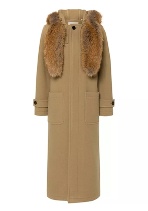 Burberry faux-fur trim wool coat - Brown