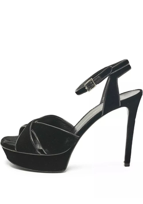 Saint Laurent Pre-Owned 110mm velvet platform sandals - Black