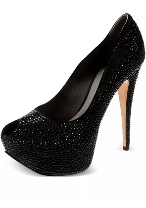 Gina pre-owned 145mm crystal-embellished pumps - Black