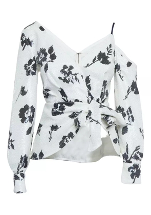 Self-Portrait Pre-owned sequin-embellished wrap blouse - White