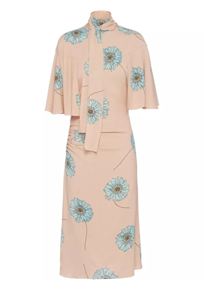 Prada floral-print pencil dress - Neutrals