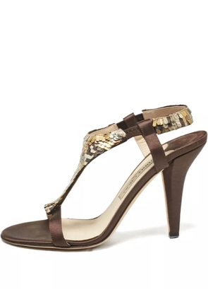 Jimmy Choo Pre-Owned 110mm sequinned sandals - Brown