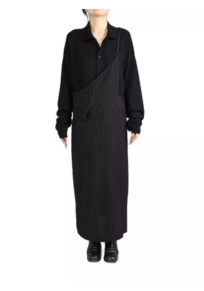 Y's pinstripe asymmetric dress - Black