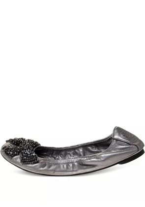 Tory Burch pre-owned beaded-bow ballet flats - Grey