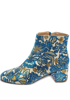 Tory Burch pre-owned 50mm brocade-effect boots - Blue