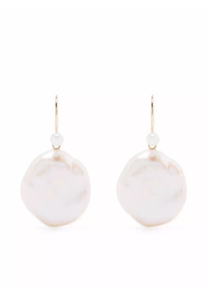 Mizuki 14kt yellow gold petal pearl drop earrings