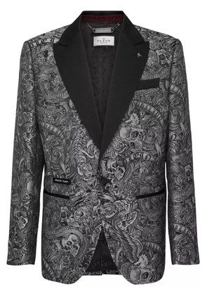 Philipp Plein tattoo-print twill blazer - Black