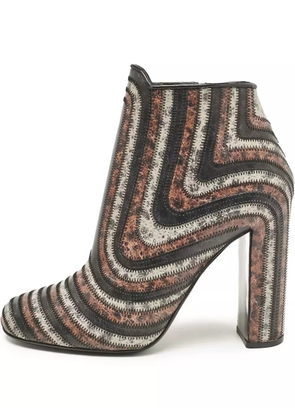 Ferragamo Pre-Owned 120mm striped ankle boots - Brown